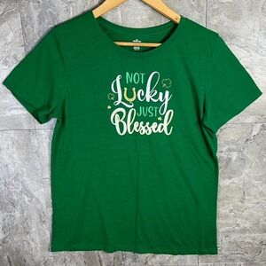 Green Not lucky just blessed T-shirt Woman's L  #StPatricksDay‎ #LuckyTShirt